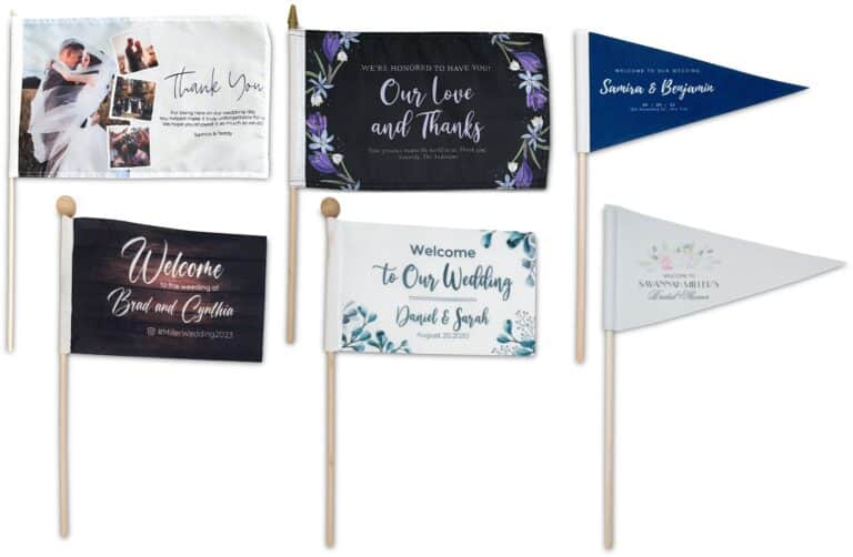 Customized Wedding Stick Flags & Pennants