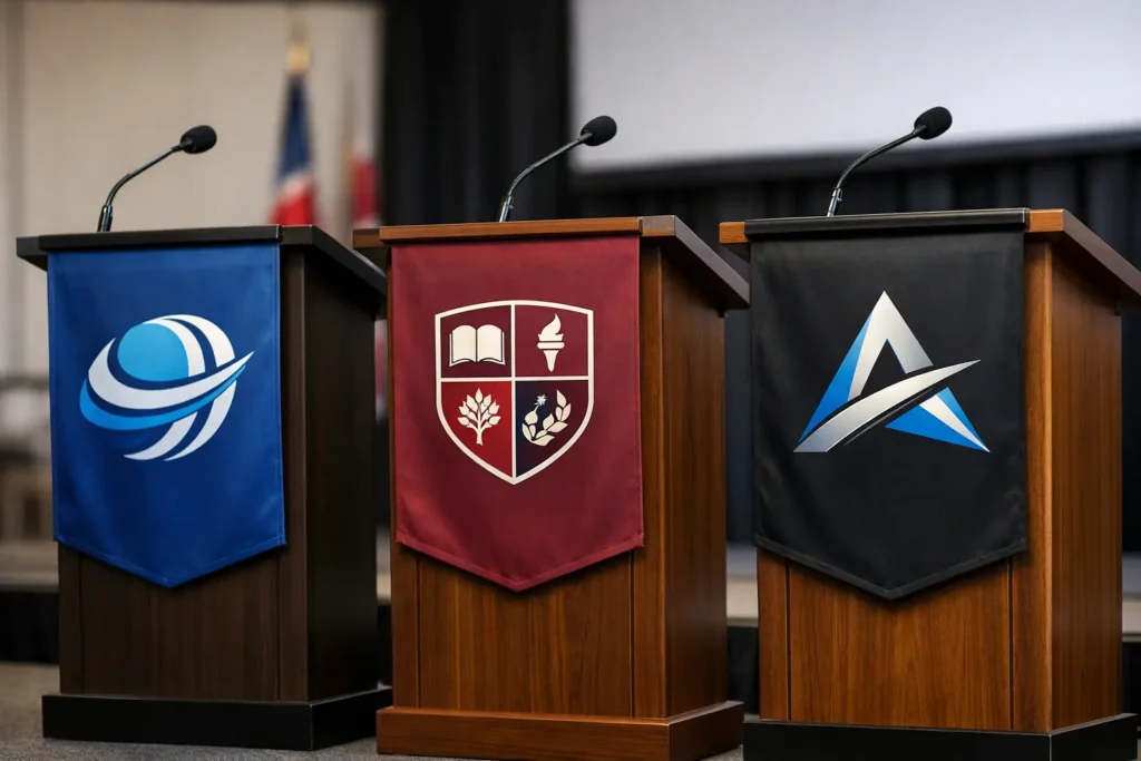Custom Podium Banners That Put Your Brand Front