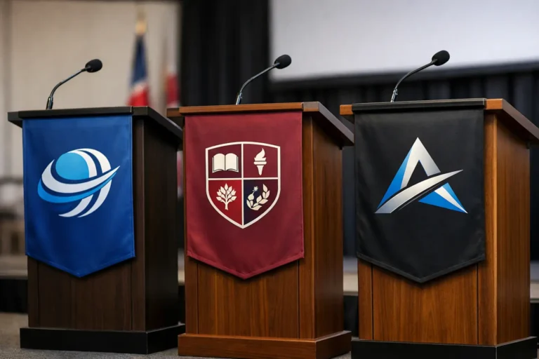 Custom Podium Banners That Put Your Brand Front
